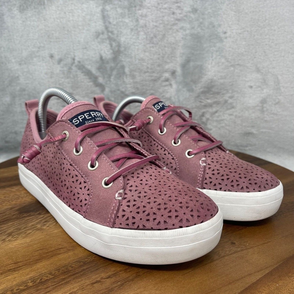 Sperry Top Sider Shoes Girls 3.5M Pink Rose Perforated No Tie Crest Vibe Sneaker